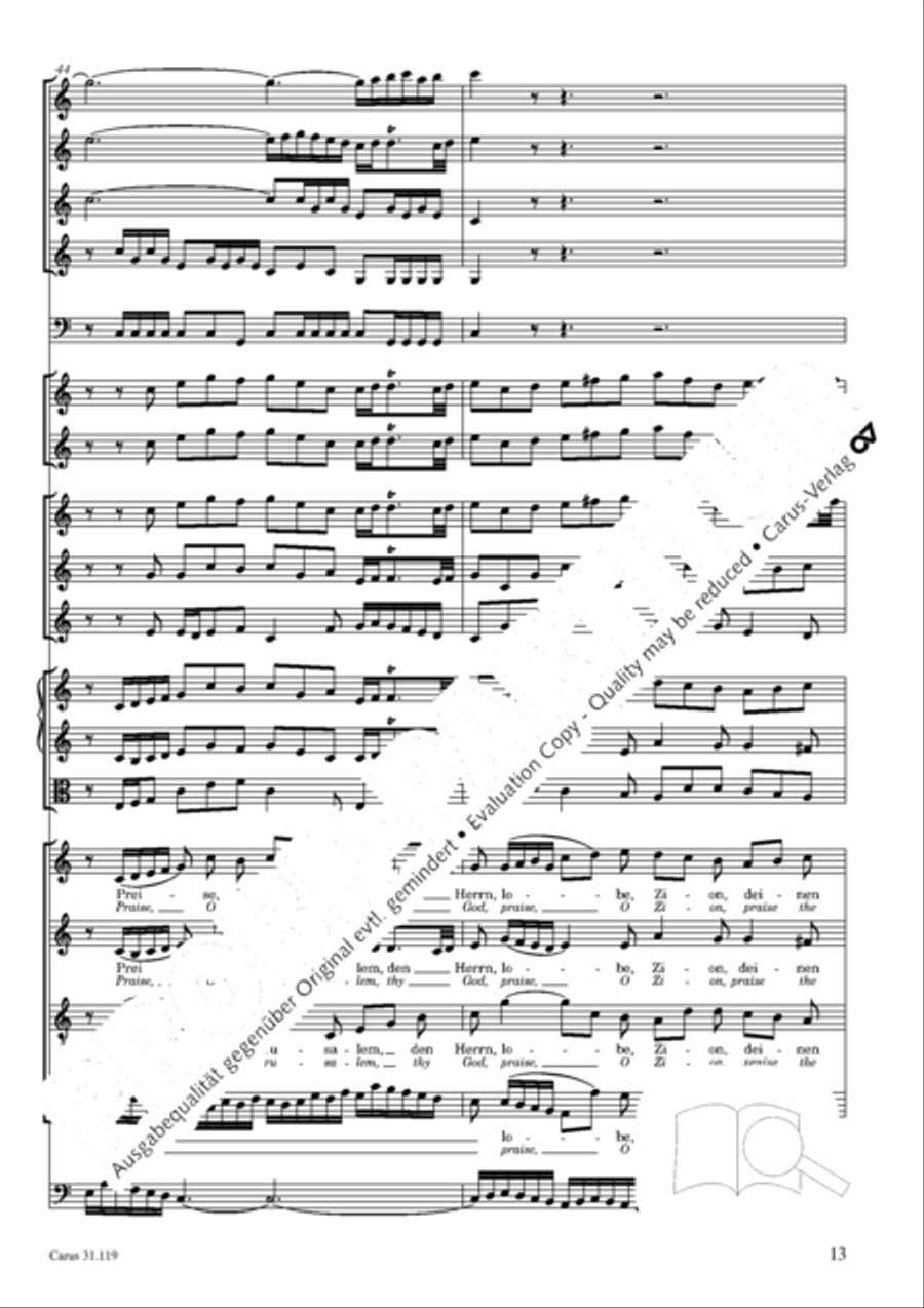 Praise the Lord, O Jerusalem (Preise, Jerusalem, den Herrn) 4-Part scores gallery preview page 14