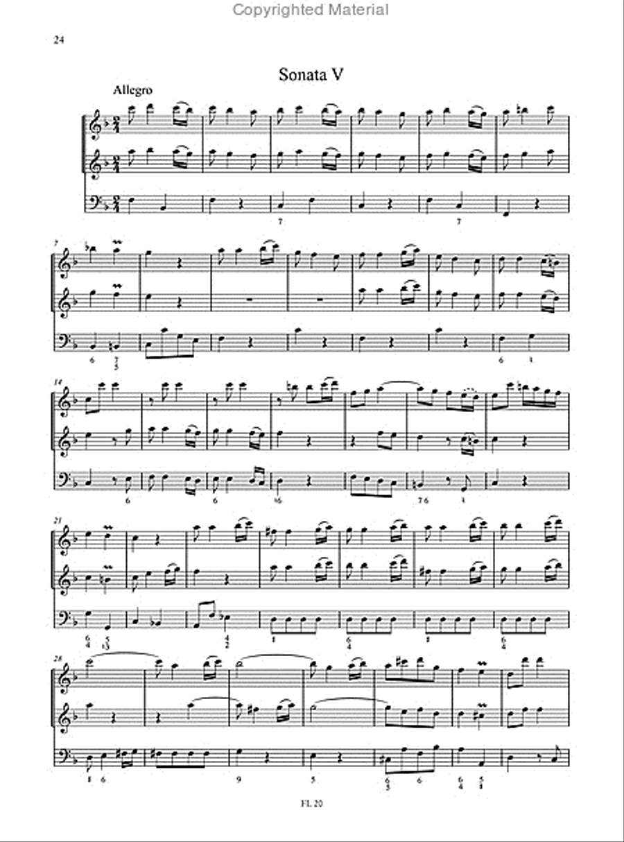 12 Trio Sonatas (London 1727) for 2 Treble Recorders (2 Violins) and Continuo - Vol. 1: Sonatas I-VI Alto Recorder scores gallery preview page 6