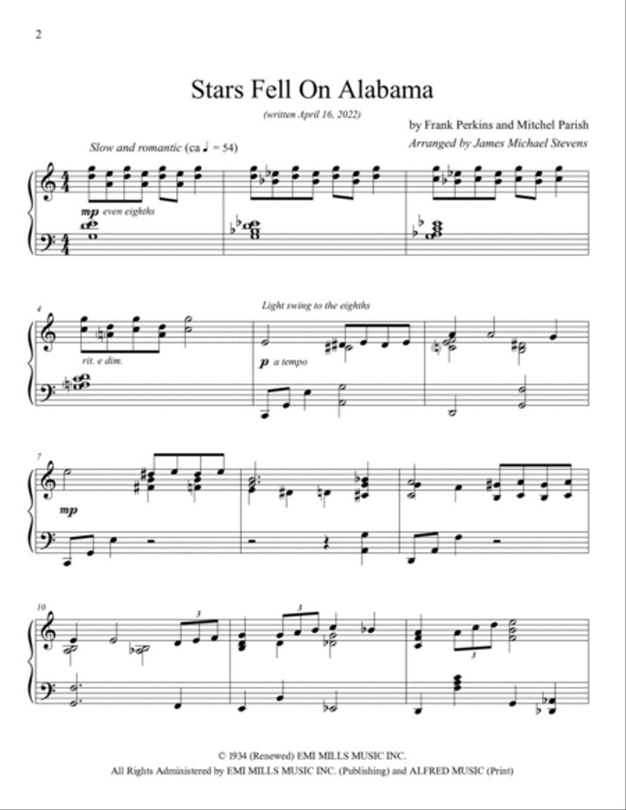 Stars Fell On Alabama Piano Solo scores gallery preview page 2