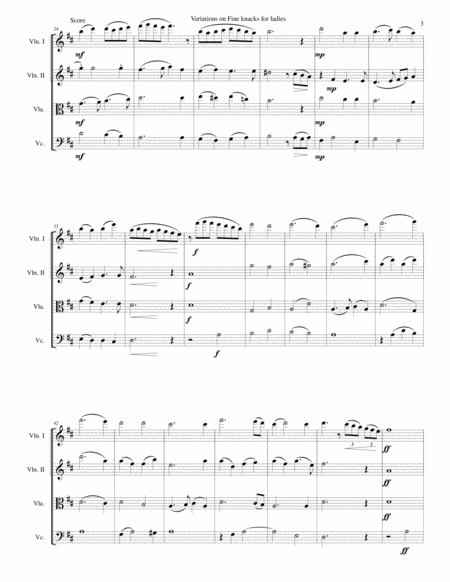 Fine knacks for ladies (with variations) - for string quartet image number null