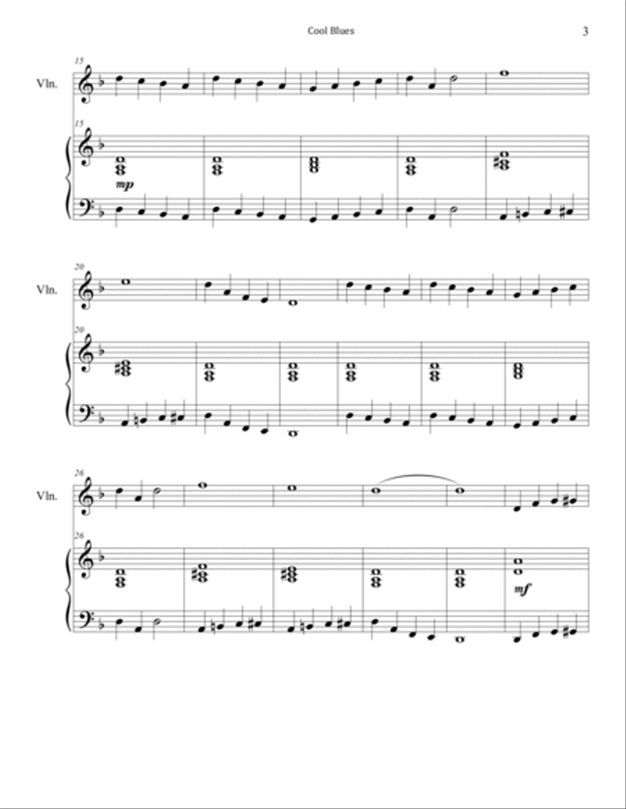 Cool Blues (Piano & Violin) Violin Solo scores gallery preview page 3