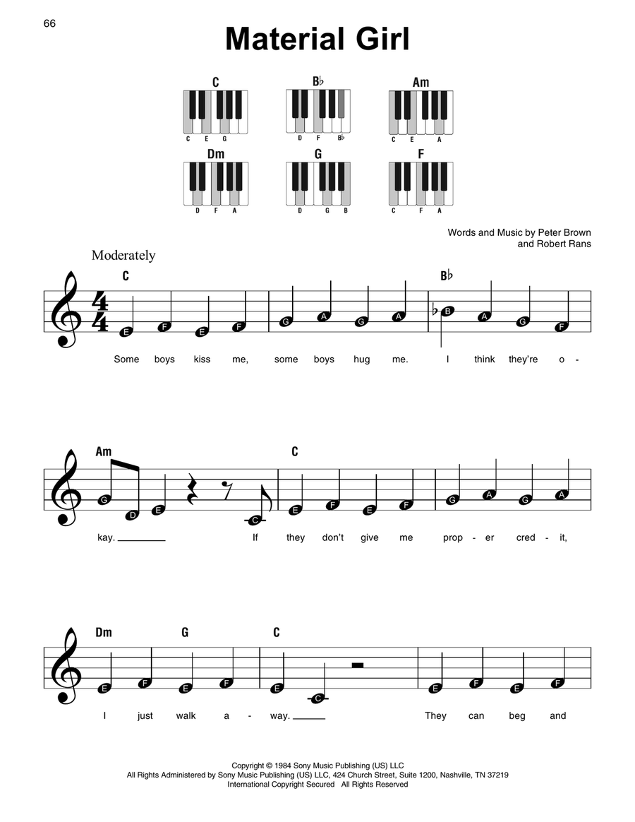 Material Girl Easy Piano scores gallery preview page 1