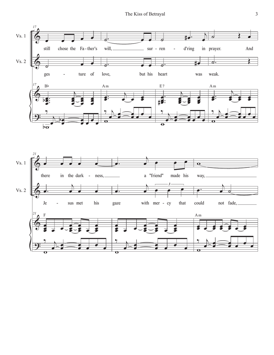 The Kiss of Betrayal (SAB) 3-Part scores gallery preview page 3