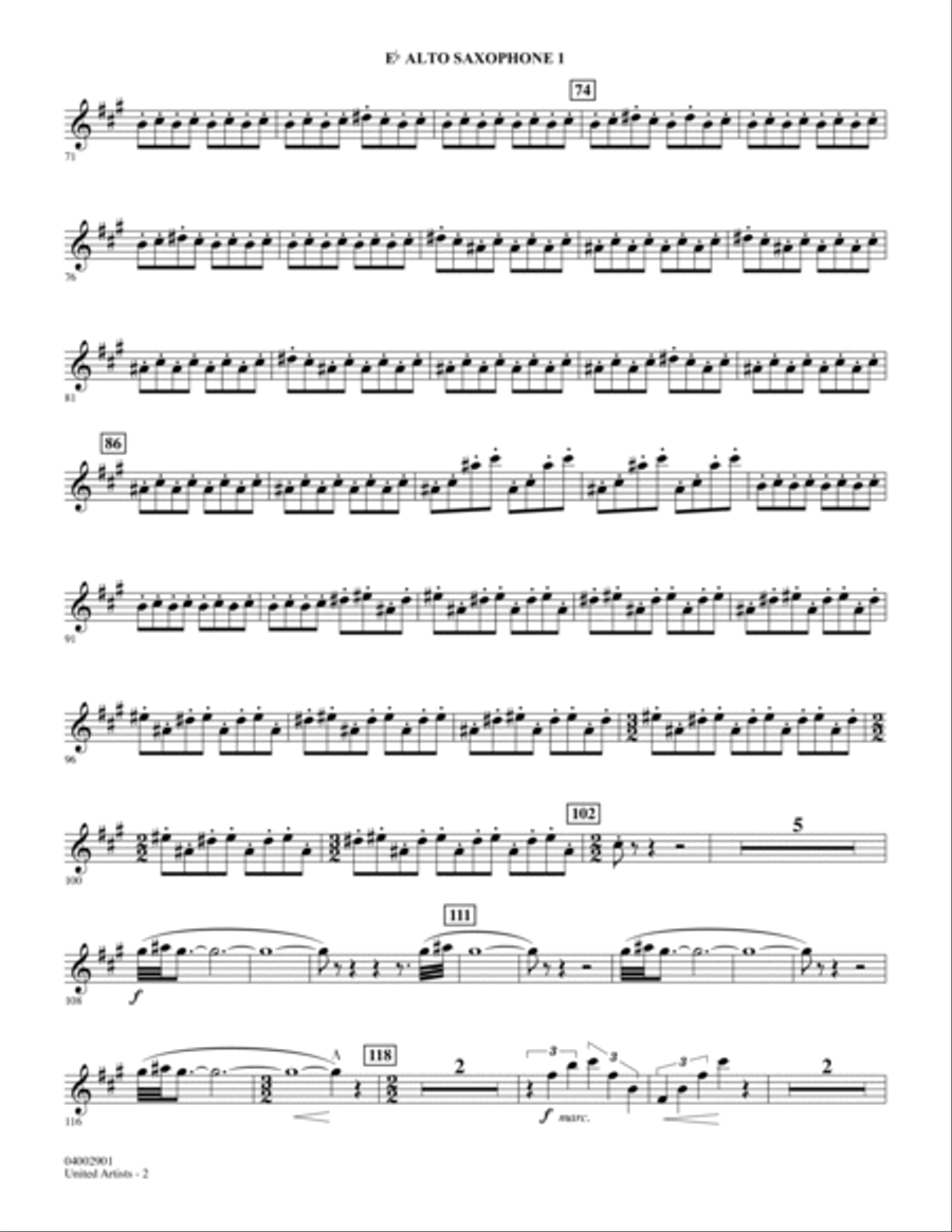 United Artists (Fanfare Overture for Winds, Brass and Percussion) - Eb Alto Saxophone 1 Concert Band scores gallery preview page 2