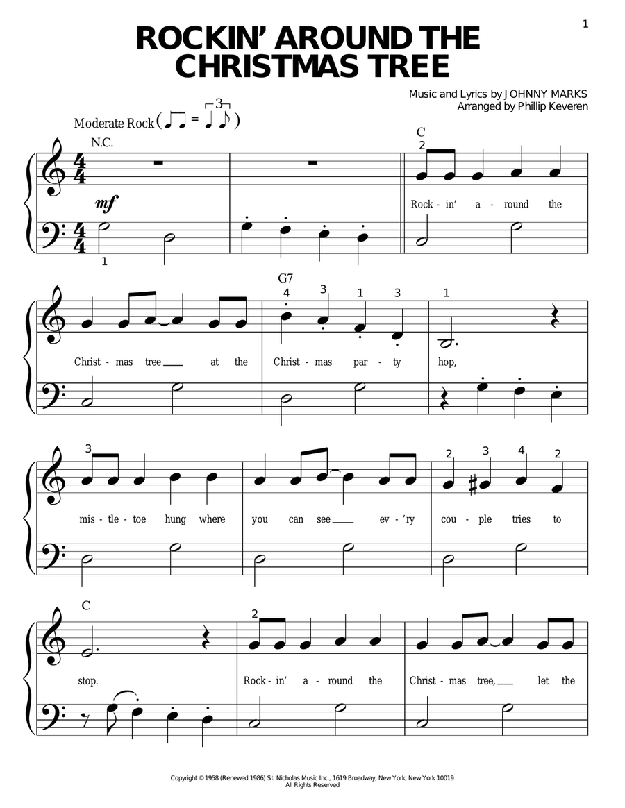 Rockin' Around The Christmas Tree (arr. Phillip Keveren) Easy Piano scores gallery preview page 1