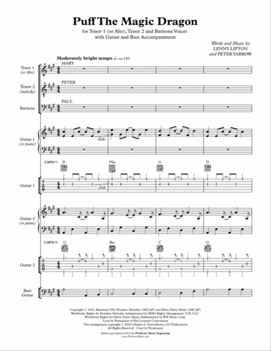 Puff The Magic Dragon Acoustic Guitar scores gallery preview page 1
