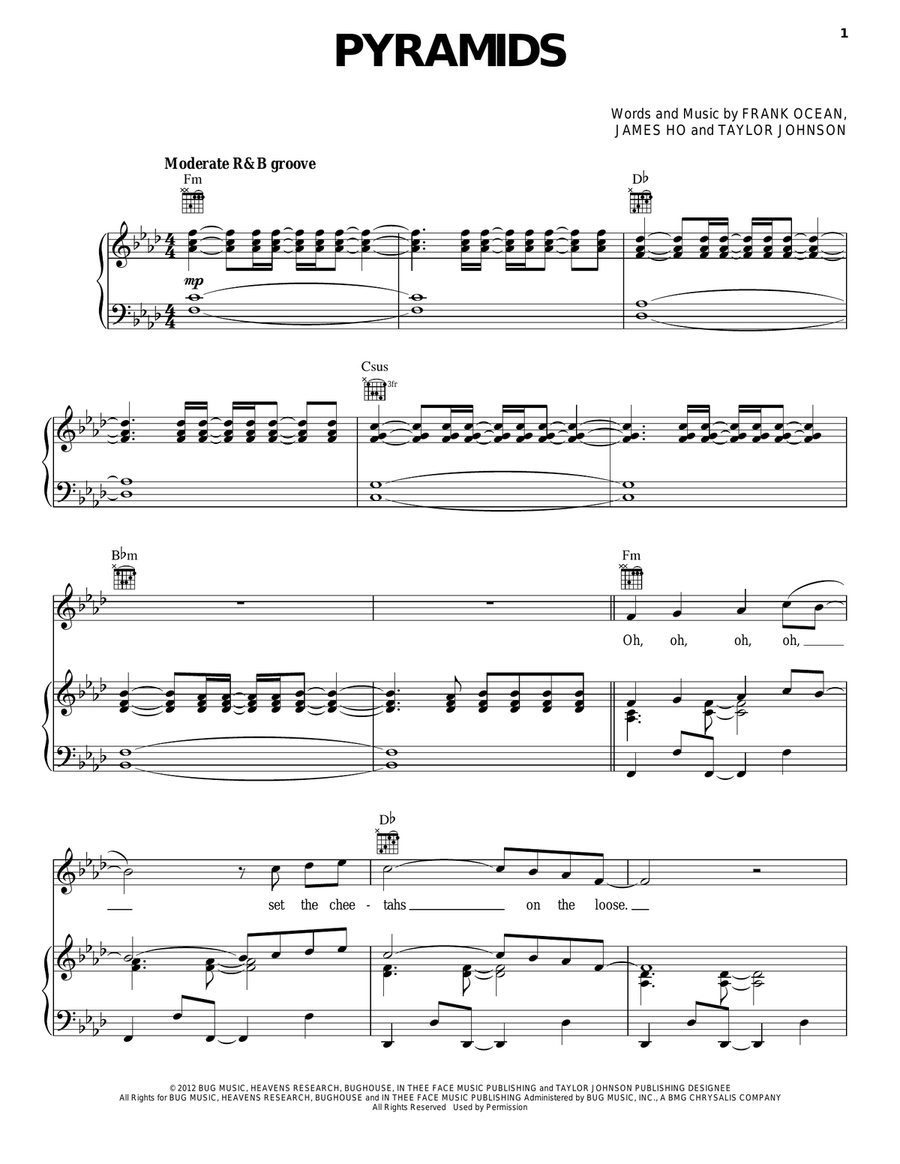Pyramids Piano, Vocal, Guitar scores gallery preview page 1