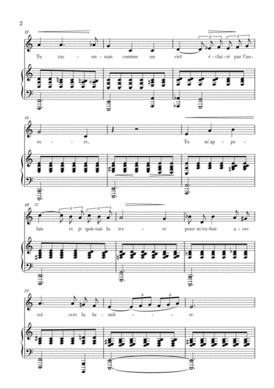 Fauré - Après un Rêve (A minor) Voice scores gallery preview page 2
