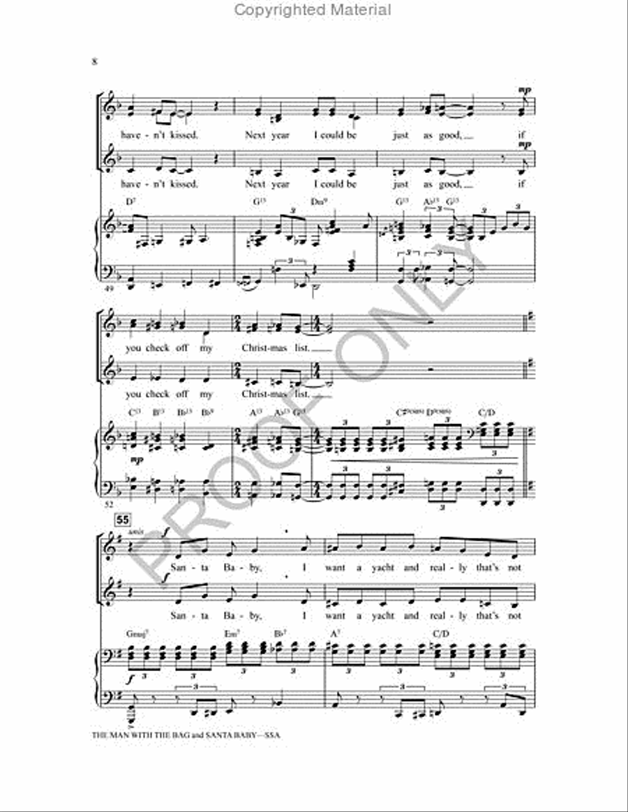 The Man With The Bag And Santa Baby SSA scores gallery preview page 8