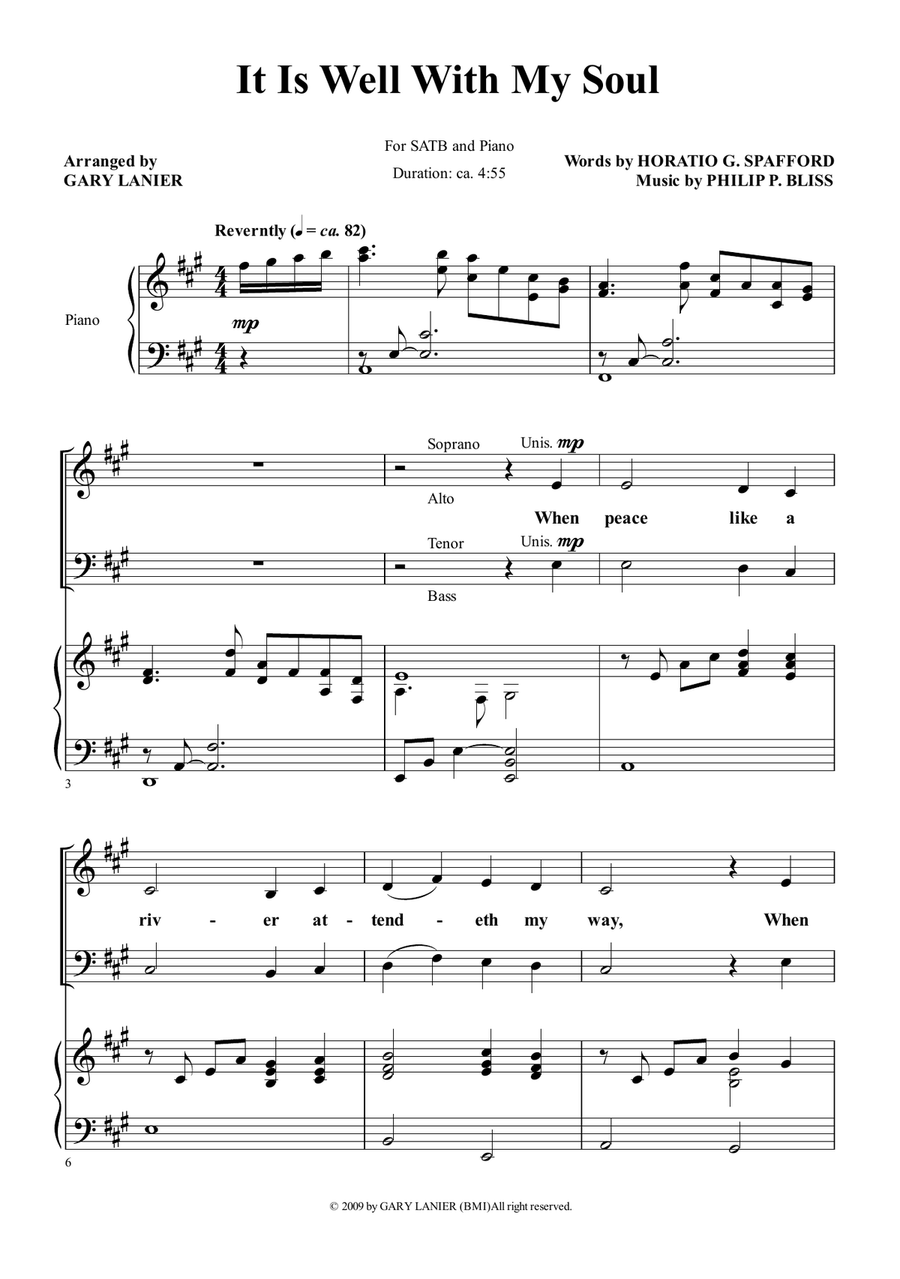 IT IS WELL WITH MY SOUL (Choir – SATB with Piano) 4-Part scores gallery preview page 2
