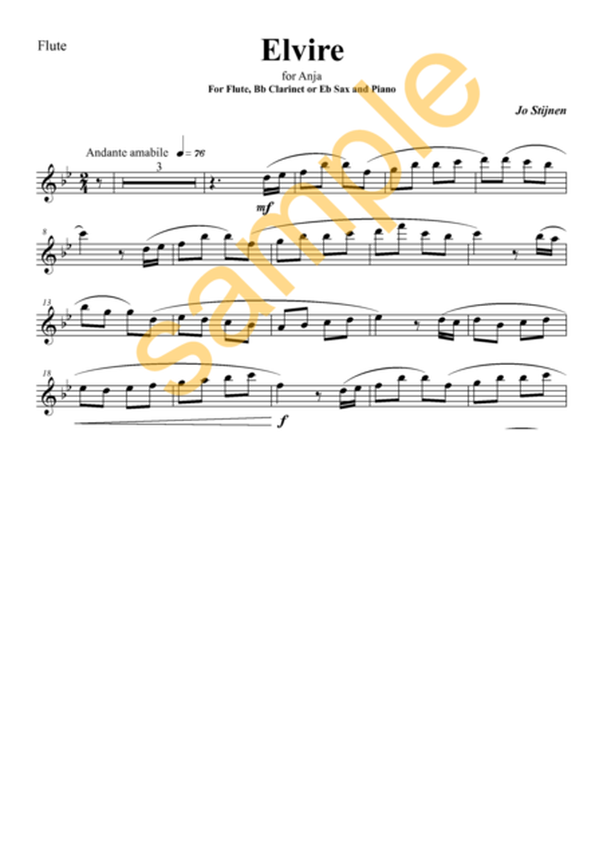Elvire for flute, clarinet or Eb saxophone & piano image number null