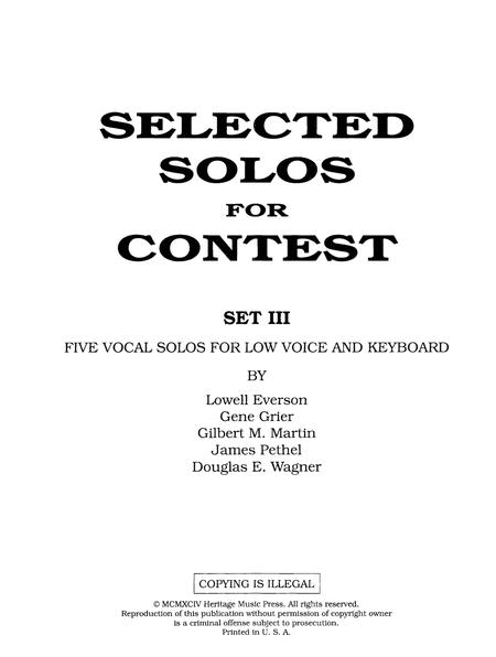 Selected Solos for Contest, Set III - Low Voice