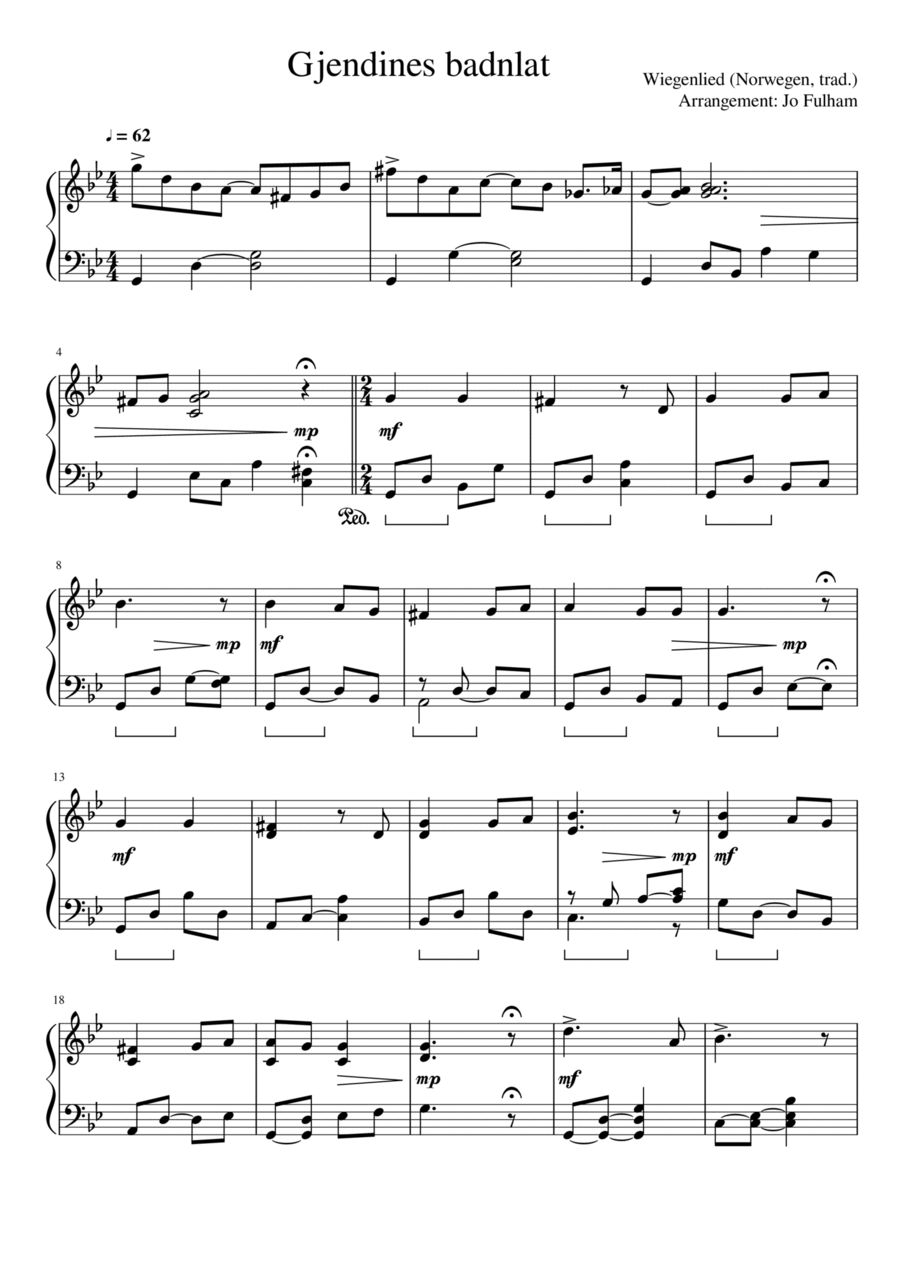 Gjendines badnlat Piano Solo scores gallery preview page 1