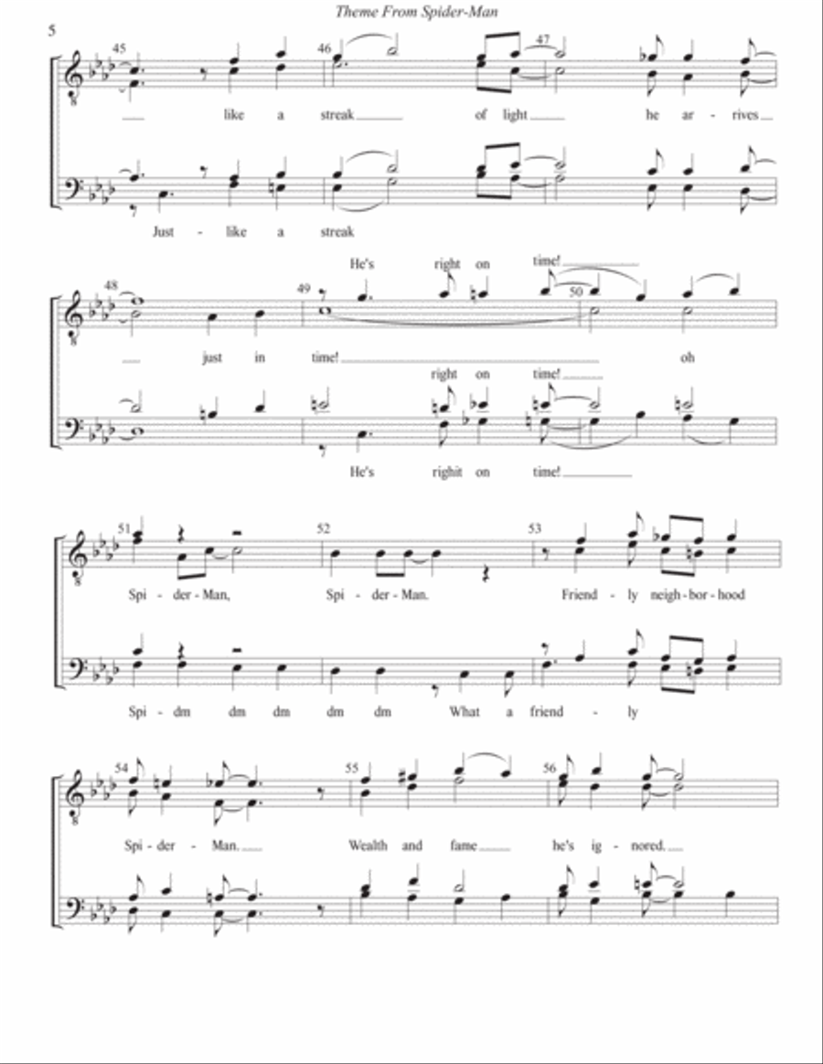 Theme From Spider Man TTBB scores gallery preview page 6