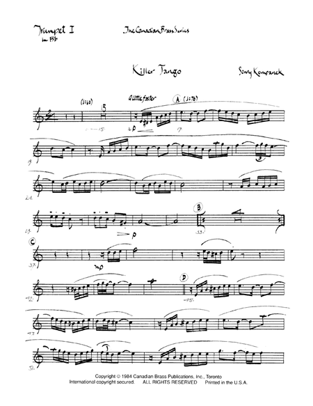 Killer Tango - Bb Trumpet 1 (Brass Quintet)