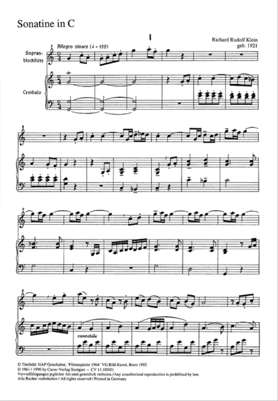 Sonatine in C Recorder scores gallery preview page 1