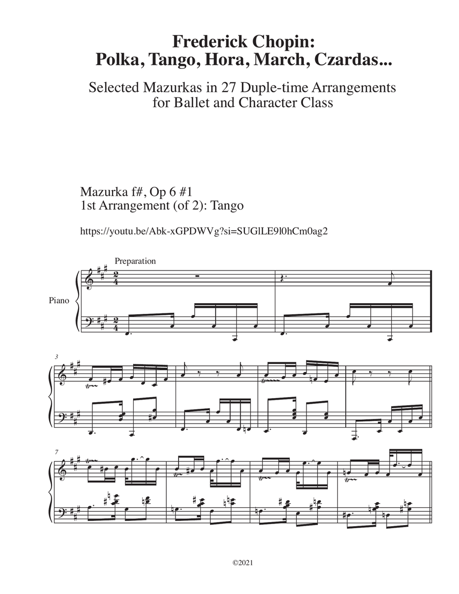 F. Chopin: Polkas, Tangos, Marches, Czardas, Hora… Selected Mazurkas in 27 Duple-time Arrangements Piano Solo scores gallery preview page 1