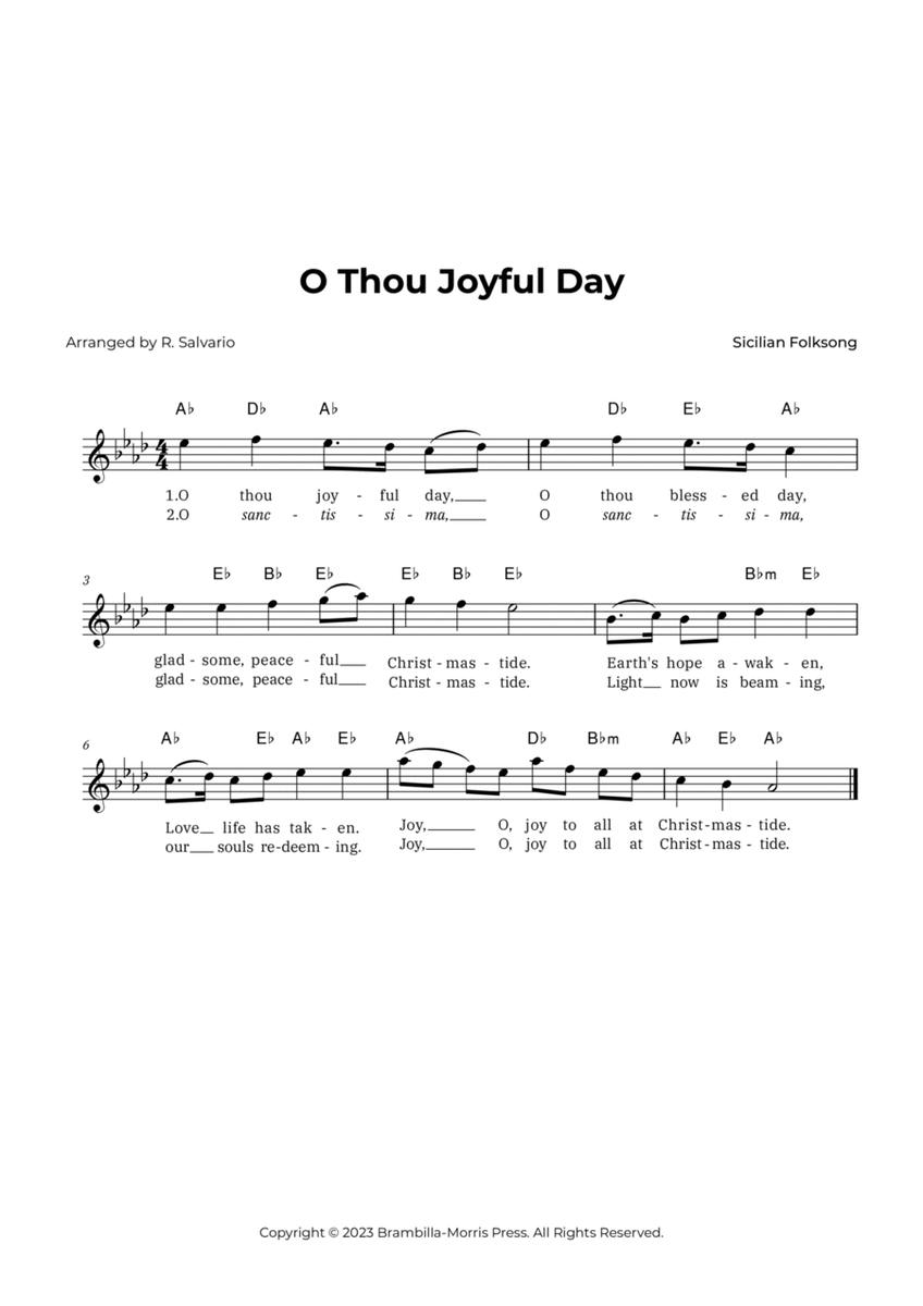 O Thou Joyful Day (Key of A-Flat Major) image number null
