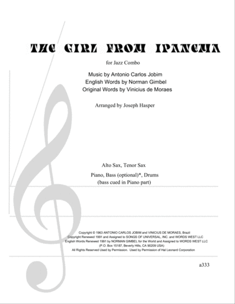 The Girl From Ipanema (Garota De Ipanema) Jazz Ensemble scores gallery preview page 1