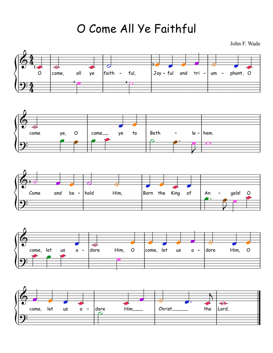 O Come All Ye faithful Easy Piano scores gallery preview page 1