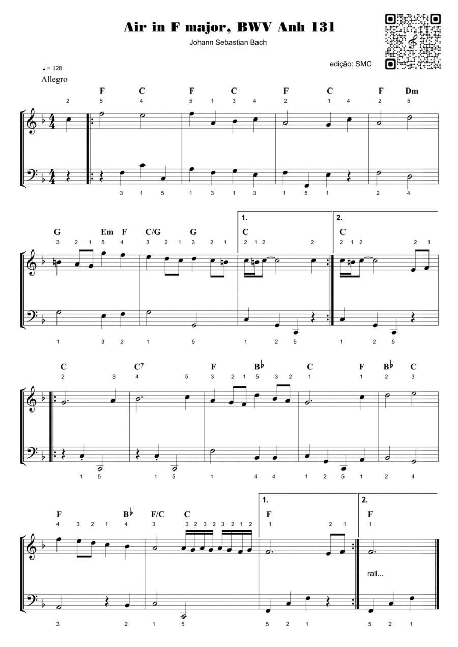 Air in F major, BWV Anh 131 Piano Method scores gallery preview page 1