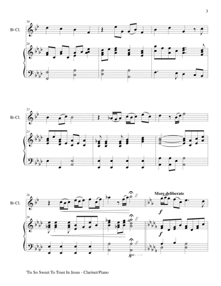 'TIS SO SWEET TO TRUST IN JESUS (Bb Clarinet/Piano and Clarinet Part) image number null