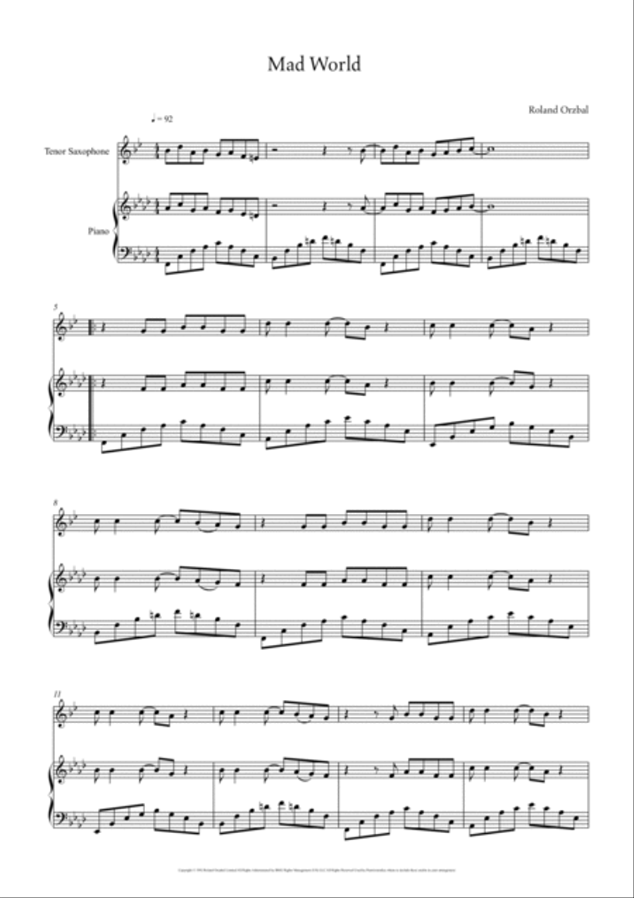 Mad World Woodwind Duet scores gallery preview page 2