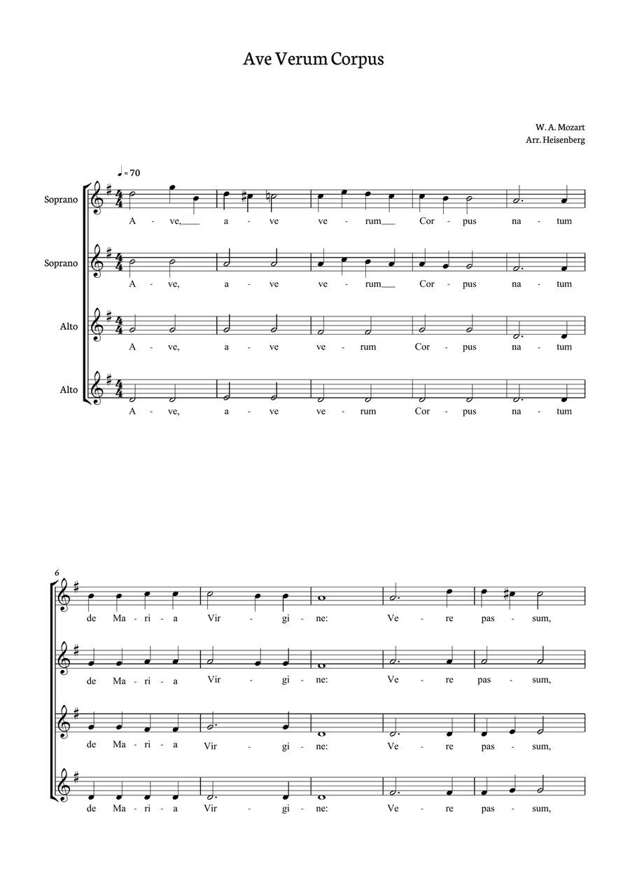 Mozart - Ave Verum Corpus for SSAA SSAA scores gallery preview page 1