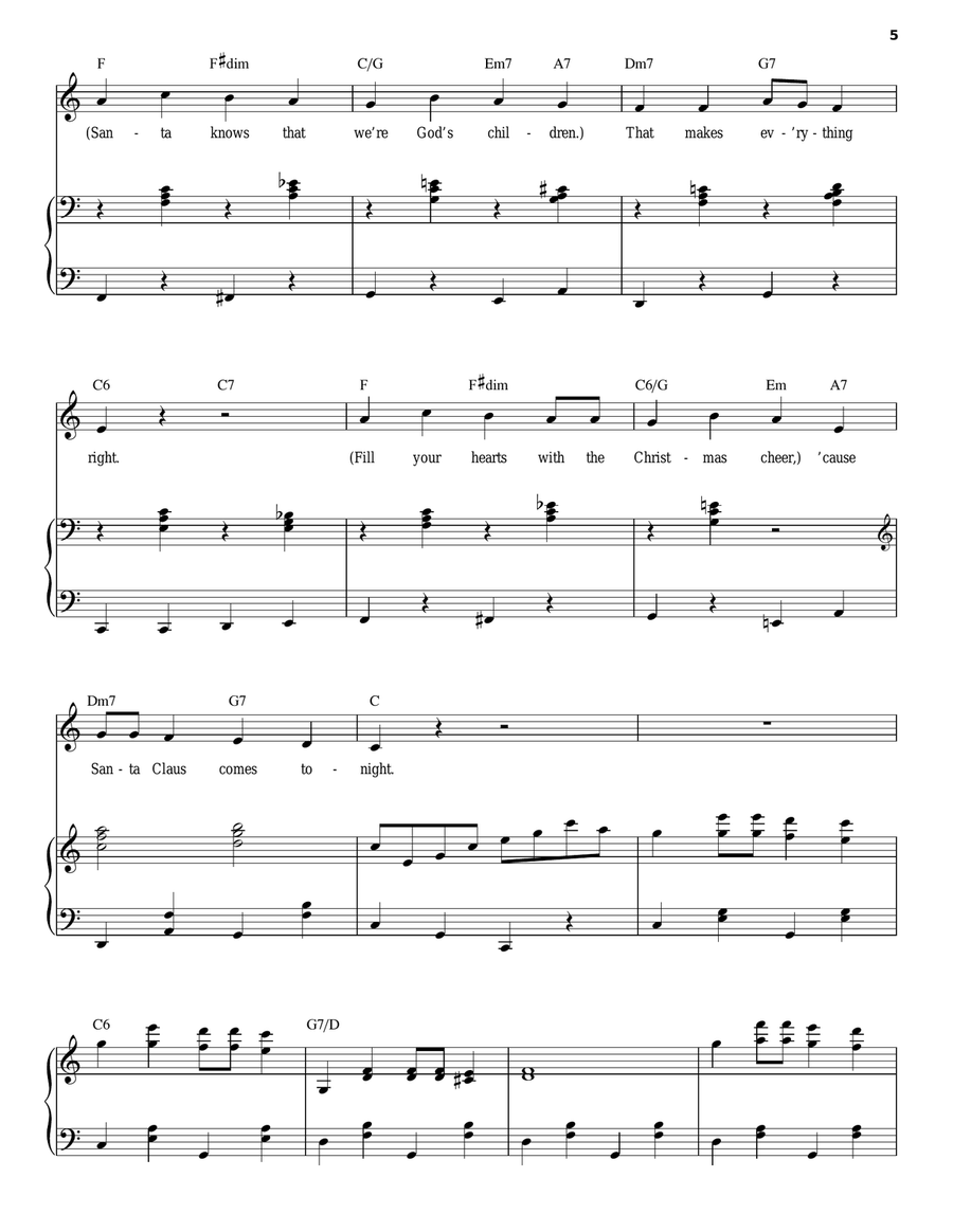 Here Comes Santa Claus (Right Down Santa Claus Lane) Piano, Vocal scores gallery preview page 5
