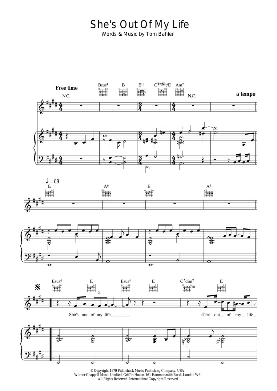 She's Out Of My Life She's Out Of My Life Acoustic Guitar scores gallery preview page 1