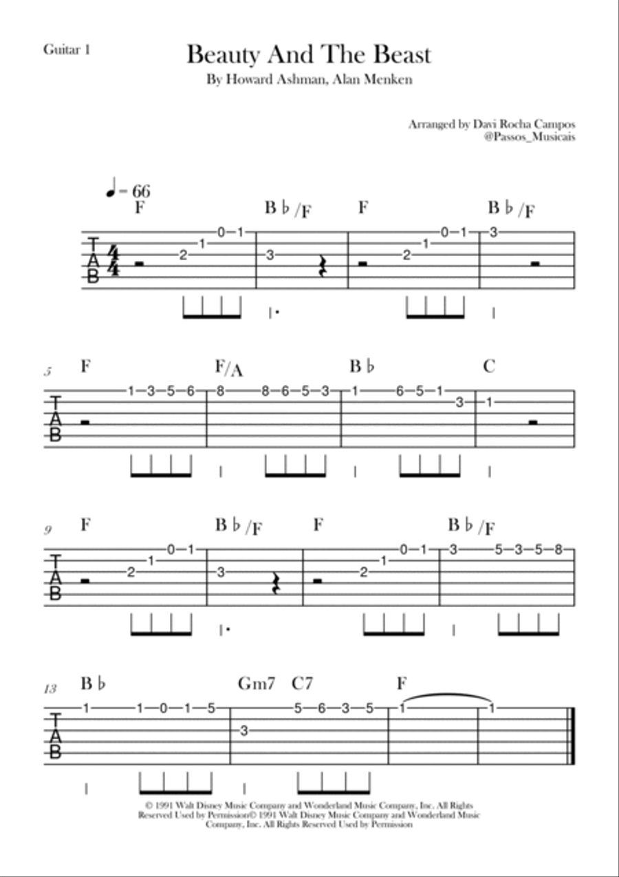 Beauty And The Beast Electric Guitar scores gallery preview page 2