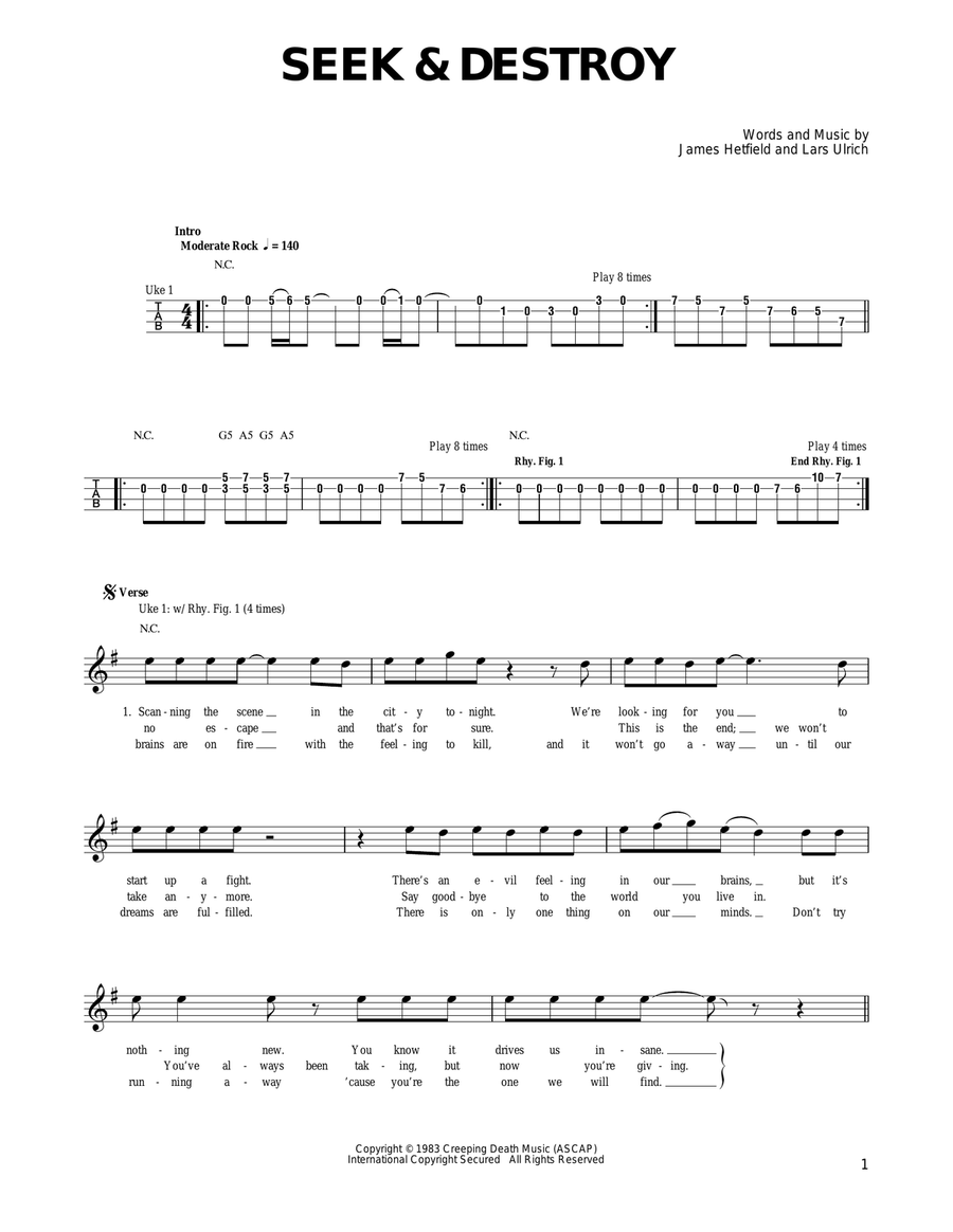 Seek & Destroy Ukulele scores gallery preview page 1