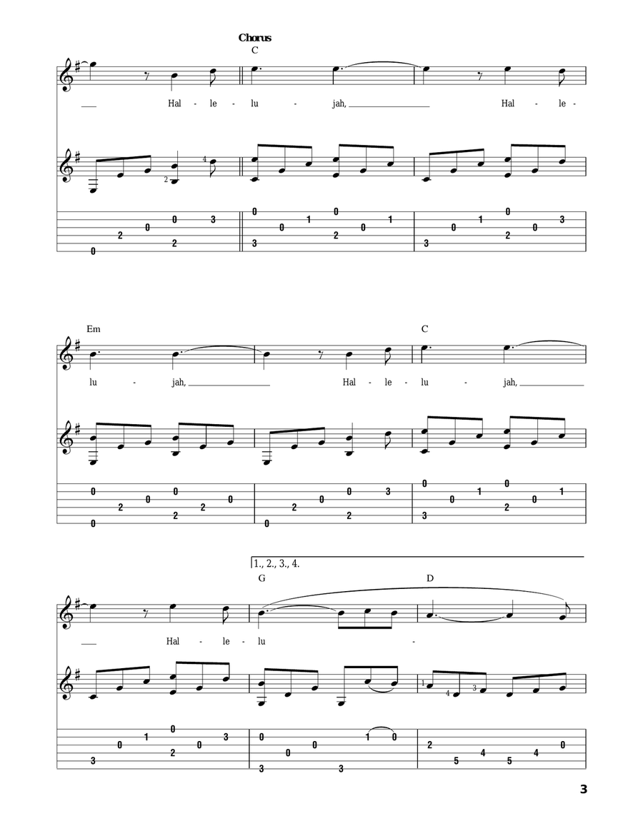 Hallelujah Hallelujah Acoustic Guitar scores gallery preview page 3