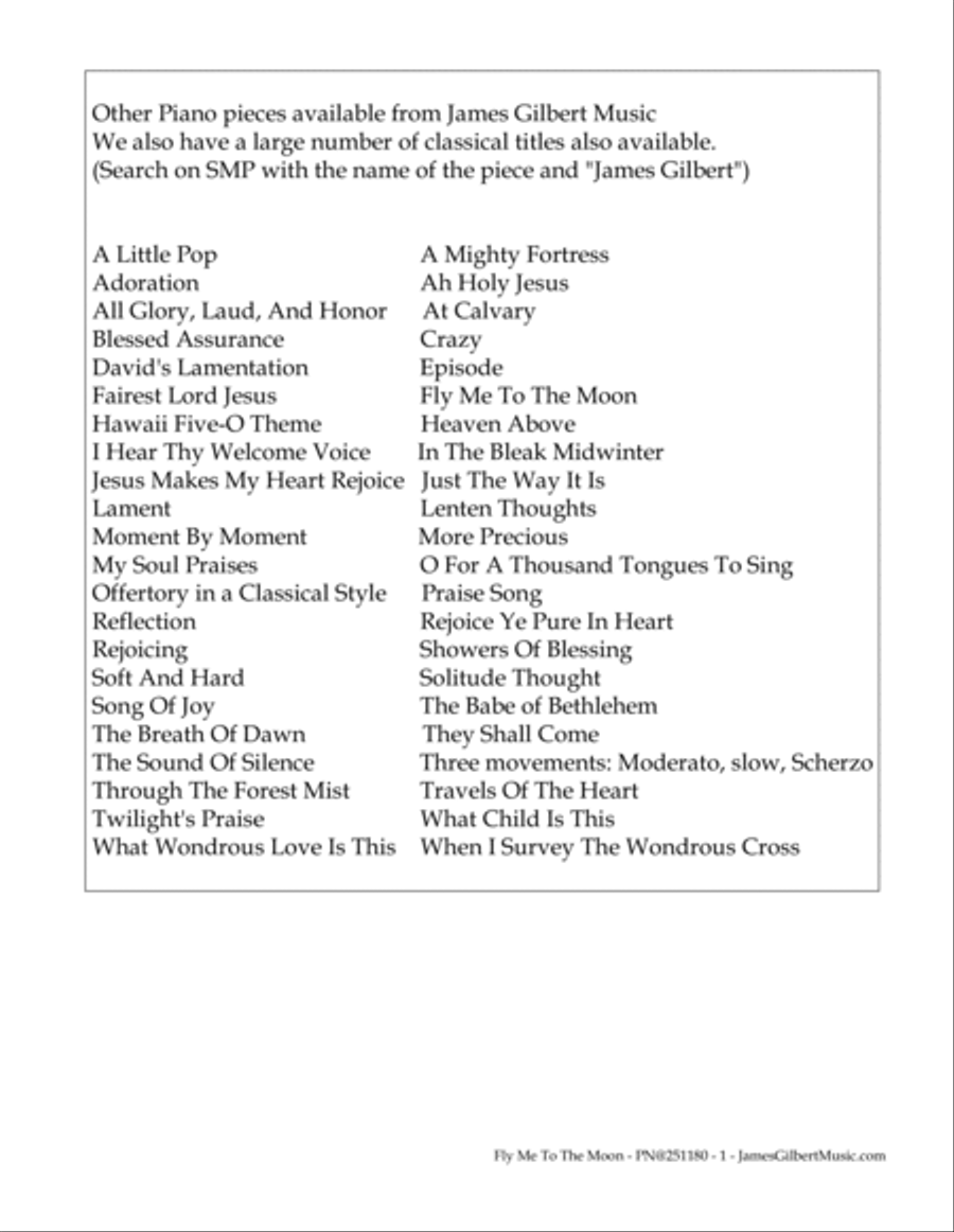 Fly Me To The Moon (In Other Words) Fly Me To The Moon (In Other Words) Piano Solo scores gallery preview page 2