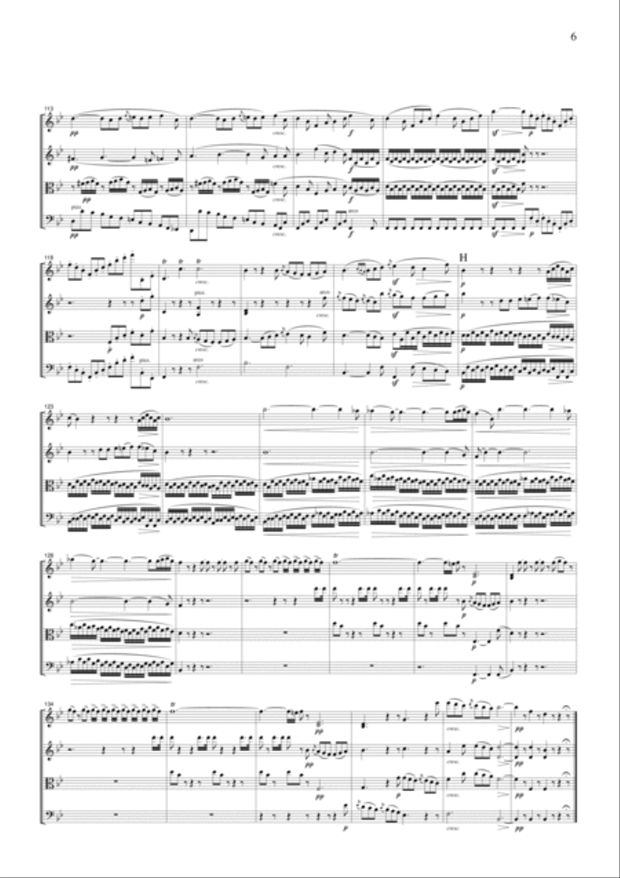 Beethoven Symphony No.6 (Pastoral), 2nd mvt., for string quartet, CB006 String Quartet scores gallery preview page 6