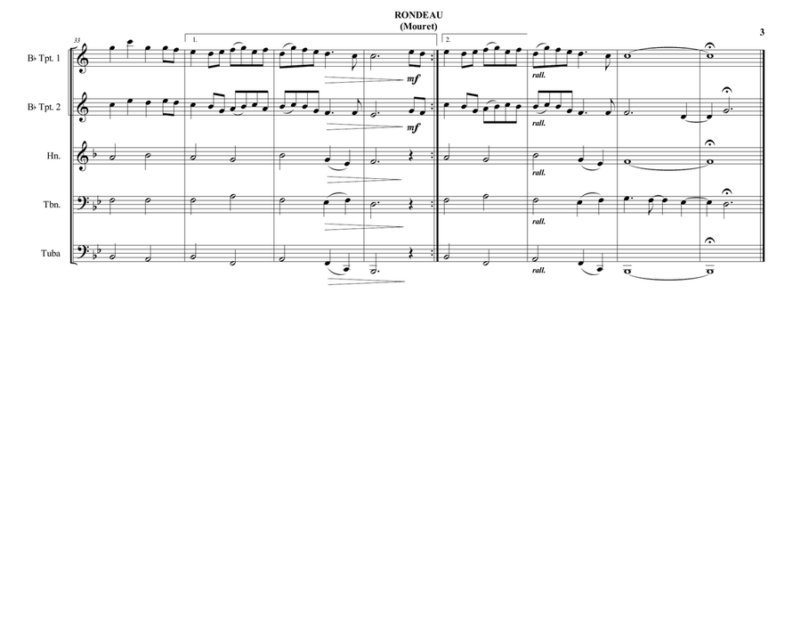 Rondeau (Mouret) - Brass Quintet - Intermediate Brass Quintet scores gallery preview page 3