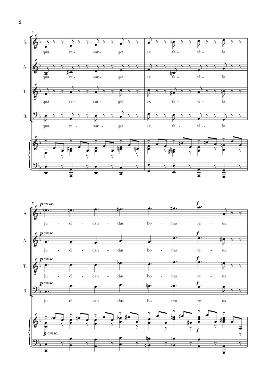W. A. Mozart - Requiem - Lacrimosa (SATB and Piano Accompaniment) 4-Part scores gallery preview page 2