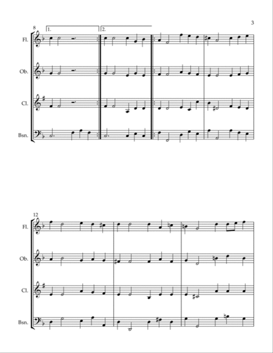 King Arthur Hornpipe Woodwind Quartet scores gallery preview page 3