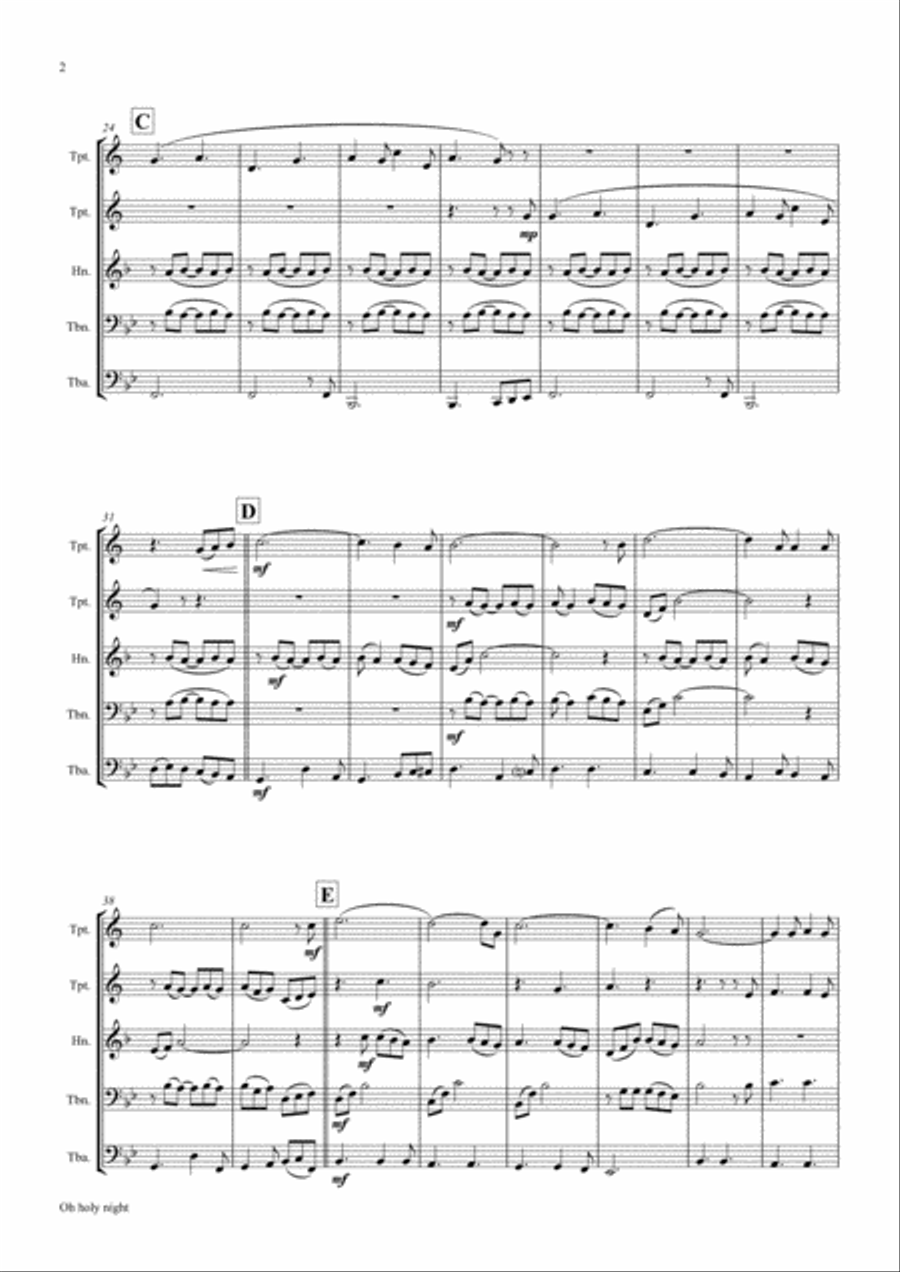 Oh holy night - Cantique de Noël - Christmas Song - Brass Quintet Brass Quintet scores gallery preview page 3