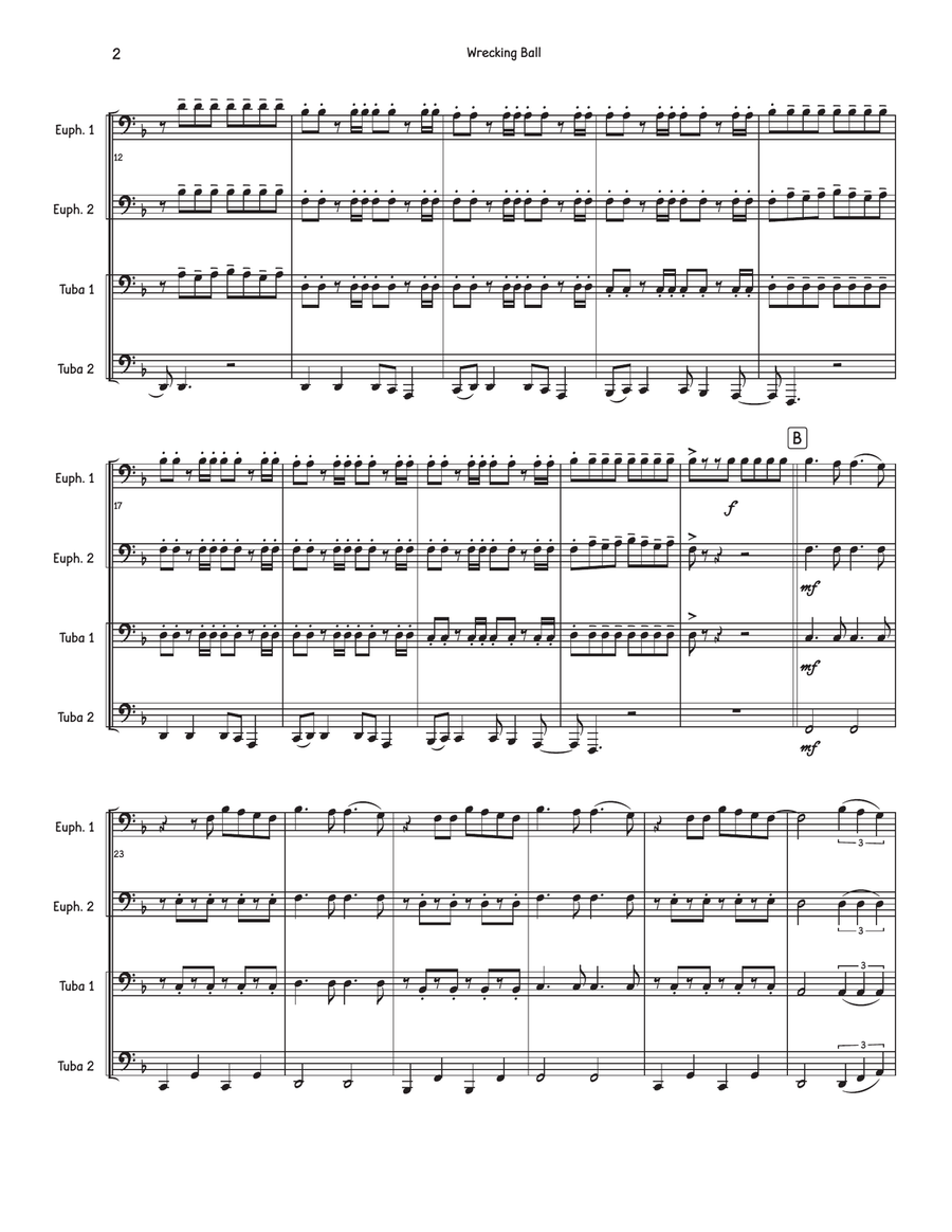 Wrecking Ball Brass Quartet scores gallery preview page 2