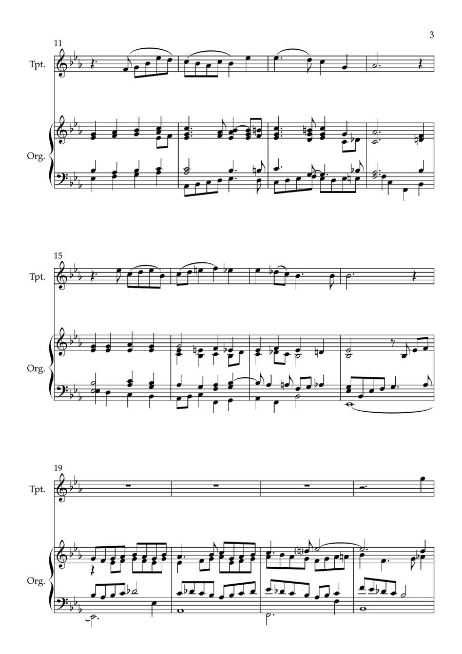 Aurelia (The Church's One Foundation), for Trumpet and Organ Trumpet Solo scores gallery preview page 3