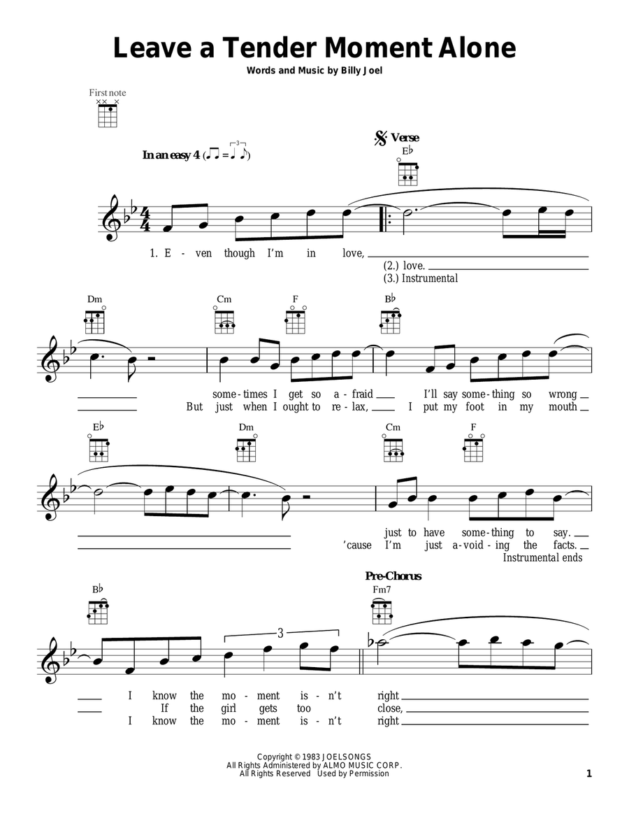 Leave A Tender Moment Alone Ukulele scores gallery preview page 1