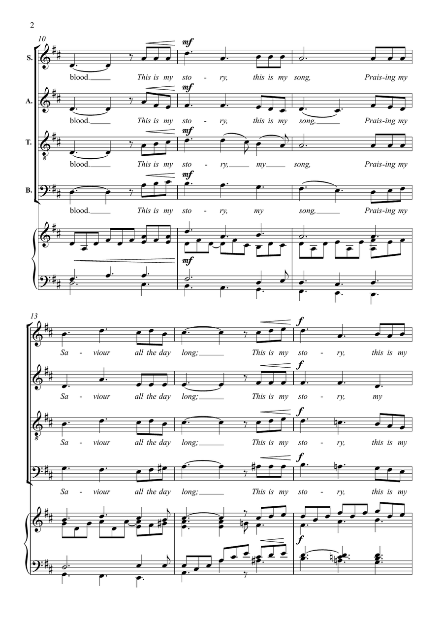 Blessed Assurance (arranged for SATB or SABar choir) 4-Part scores gallery preview page 2