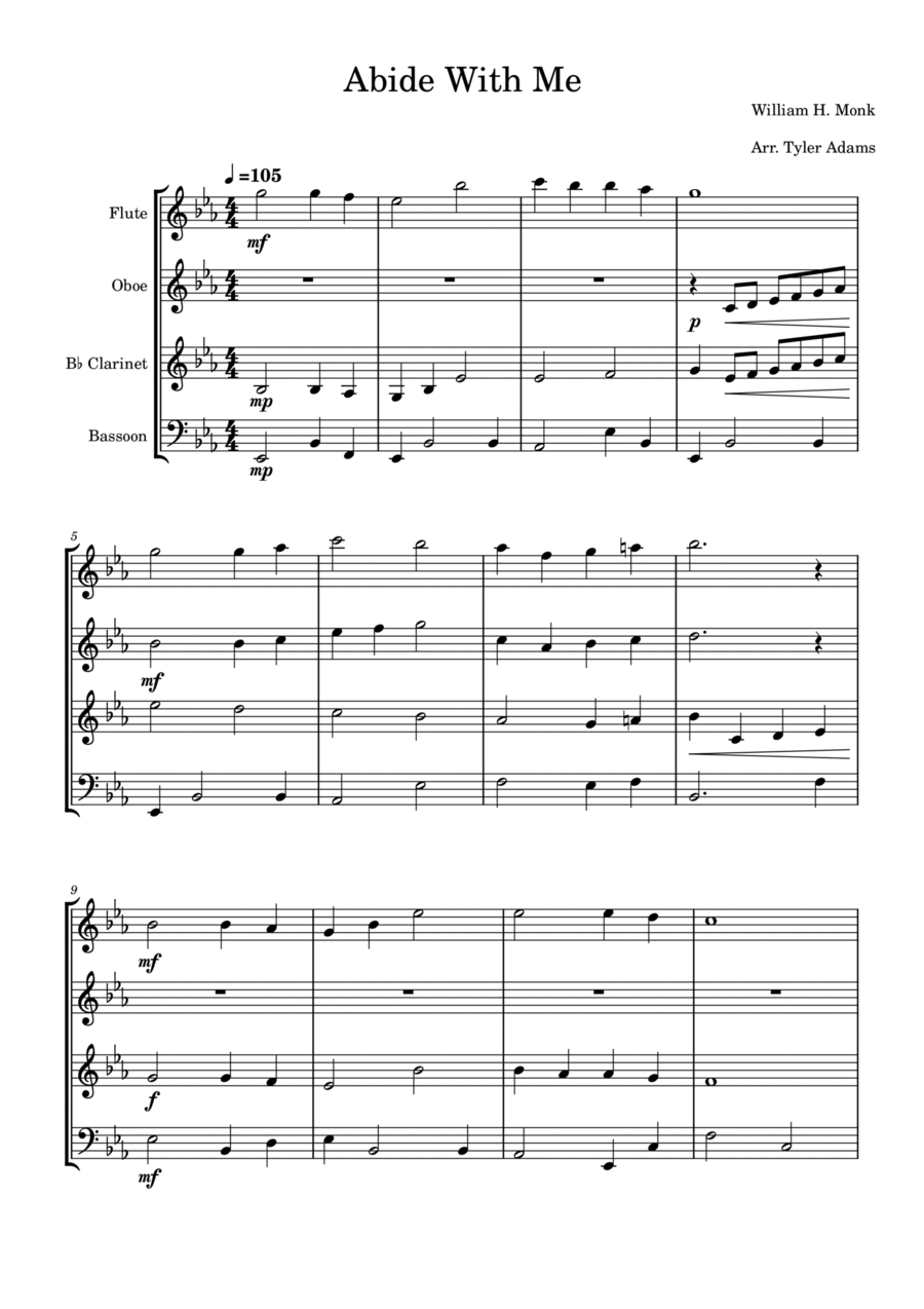 Abide With Me (Wind Quartet) Woodwind Quartet scores gallery preview page 1