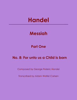Book cover for Handel Messiah Part One No. 8: For unto us a Child is born