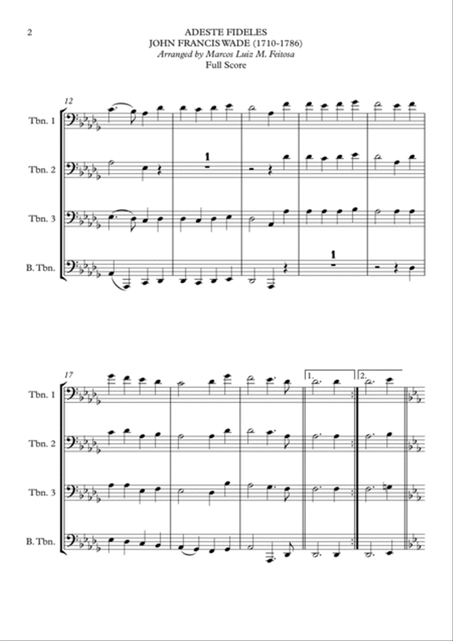 Adeste Fideles - Trombone Quartet Adeste Fideles - Trombone Quartet Trombone Quartet scores gallery preview page 4