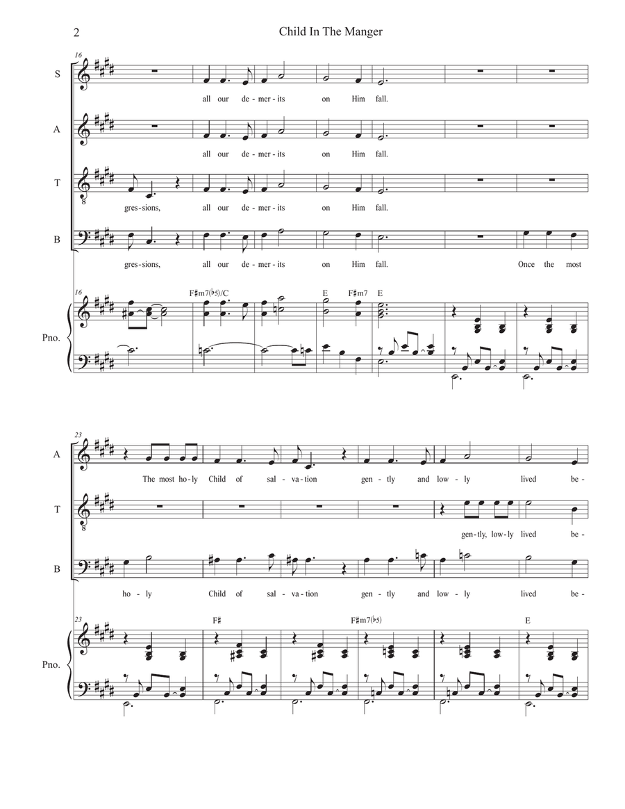 Child In The Manger (SATB) 4-Part scores gallery preview page 2