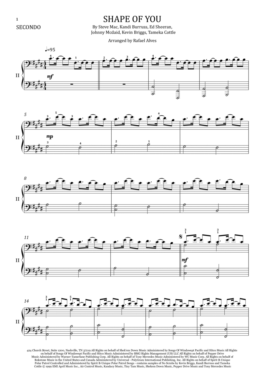 Shape Of You 1 Piano, 4-Hands scores gallery preview page 1