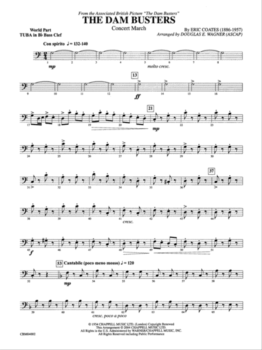 The Dam Busters Concert March: WP B-flat Tuba B.C. Concert Band scores gallery preview page 1