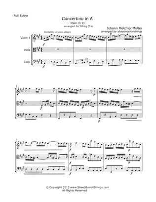 Book cover for Molter, J. - Concertino (Mvt. 1) for Violin, Viola and Cello